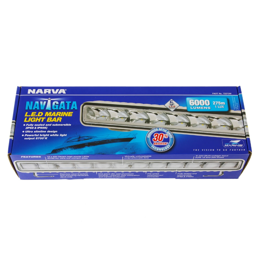 NARVA Navigata Single Row LED Marine Light Bar 14in 6000 Lumens