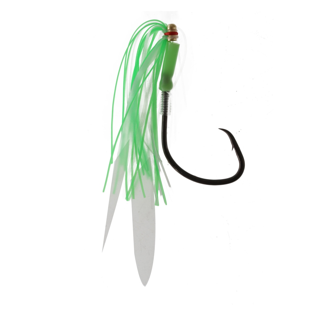 Black Magic Snapper Snack Skirted Flasher Rig 7/0 Super Lumo