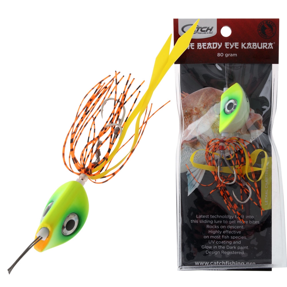 Catch Beady Eye Kabura UV and Glow Jig 100g Chartreuse