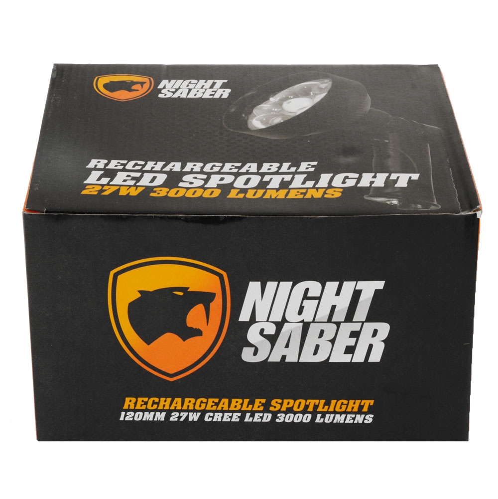 Night Saber 3000lm Rechargeable Handheld LED Spotlight 120mm 27W