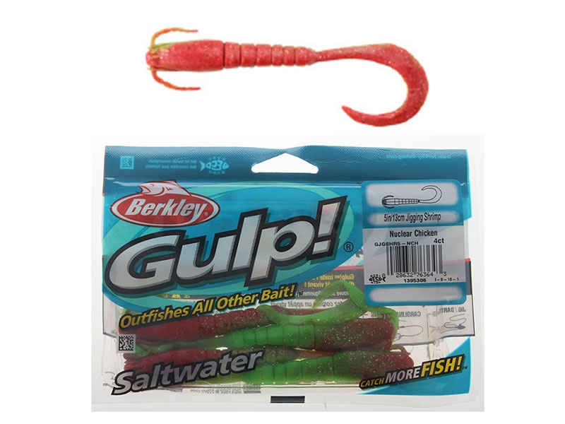 Berkley Gulp Saltwater Jigging Shrimp Soft Bait 13cm Qty 4 Nuclear Chicken