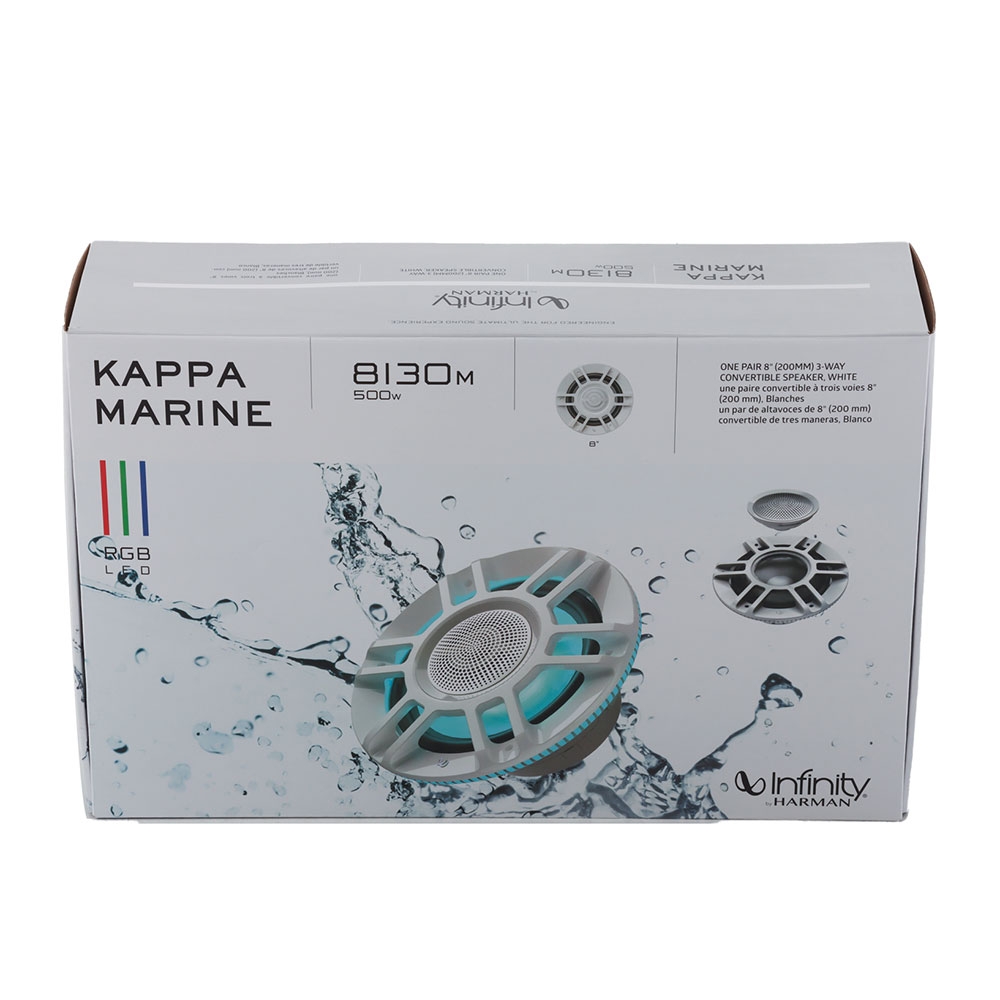 Infinity Kappa Marine RGB LED 3-Way Coaxial Speakers 500W 8in White
