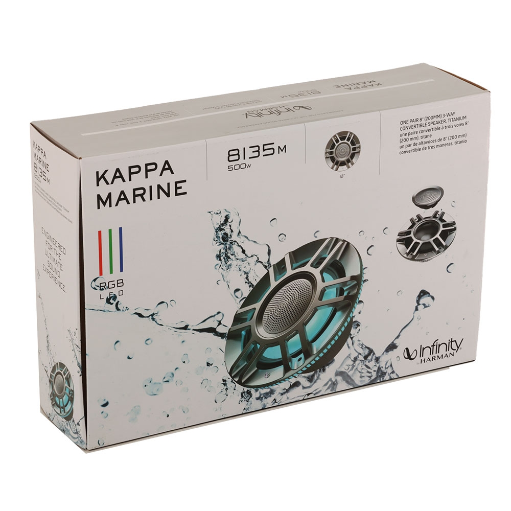Infinity Kappa Marine RGB LED Coaxial Speakers 8in Titanium/Gunmetal