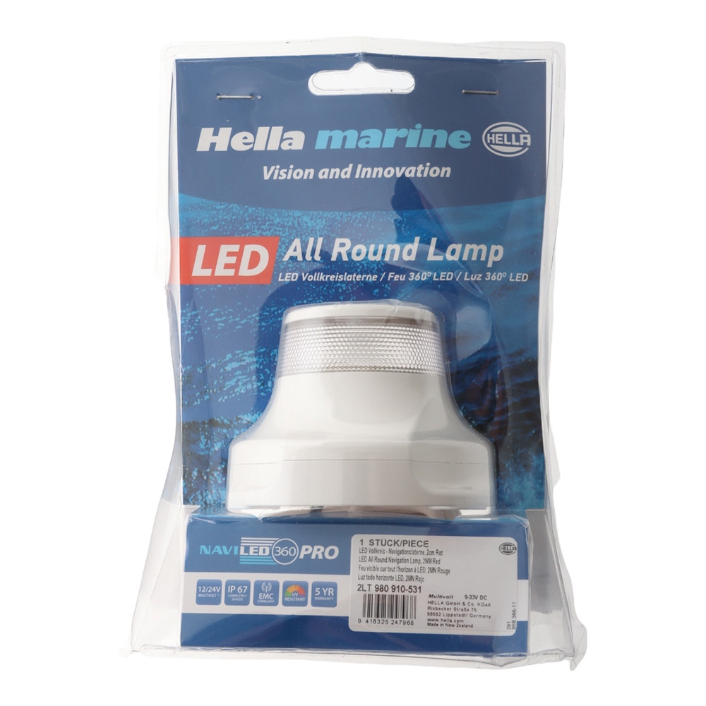 Hella Marine 2NM NaviLED 360 PRO All Round Navigation Light Red - White Housing