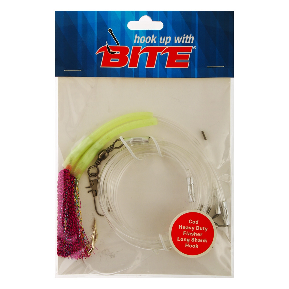 Bite Cod Heavy Duty Longshank Flasher Rig 7/0 Pink PVC