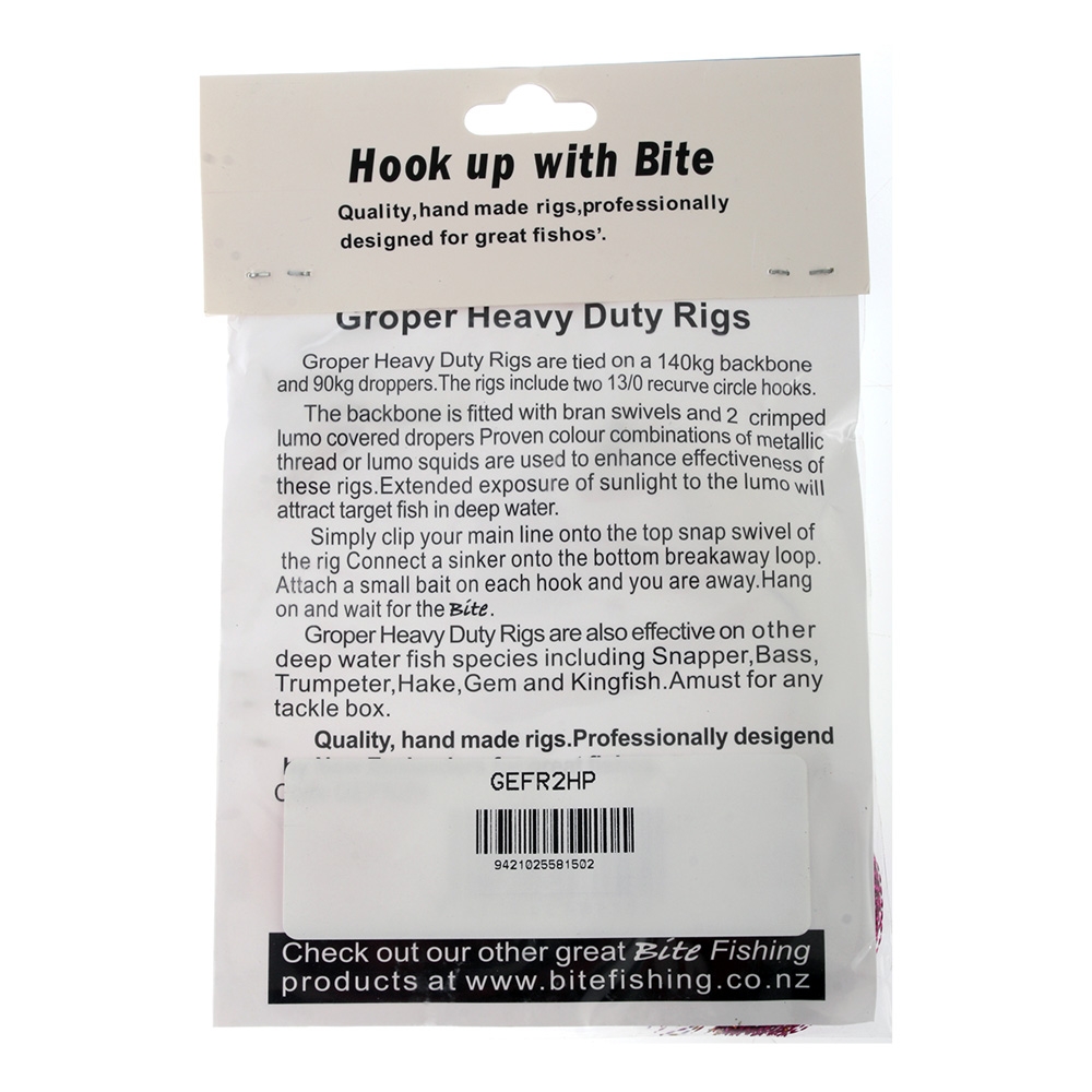 Bite Groper 2-Hook Heavy-Duty Flasher Rig 13/0 Pink