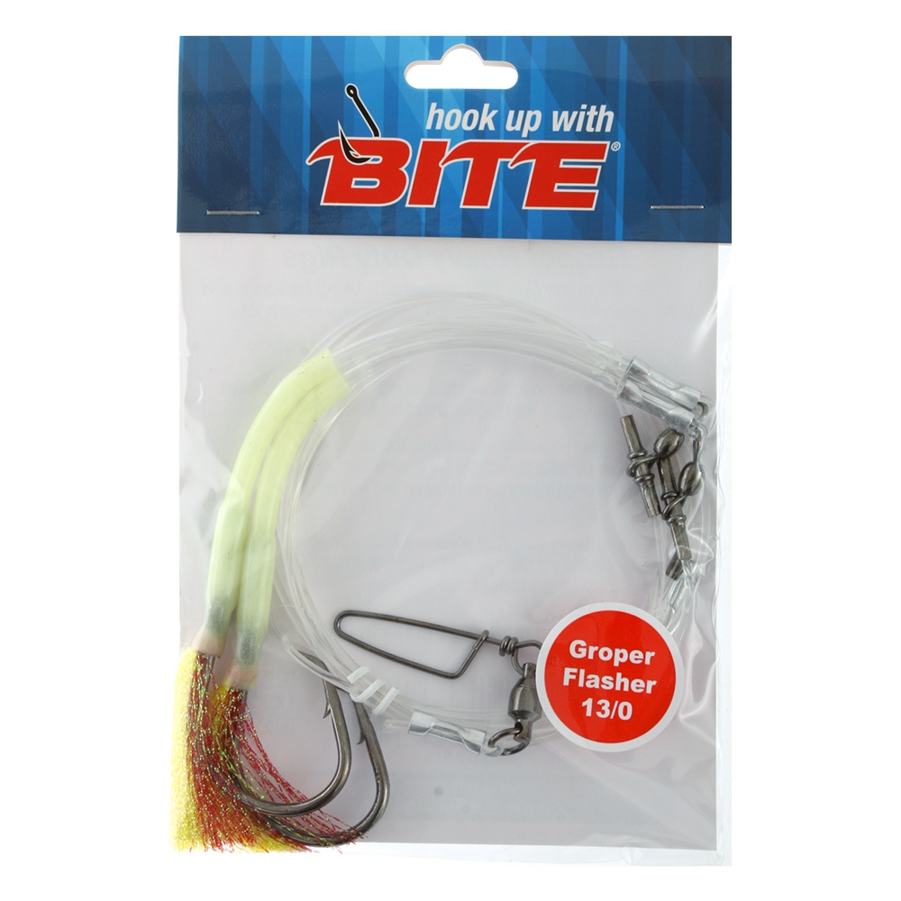 Bite Groper 2-Hook Heavy-Duty Flasher Rig 13/0 Chartreuse