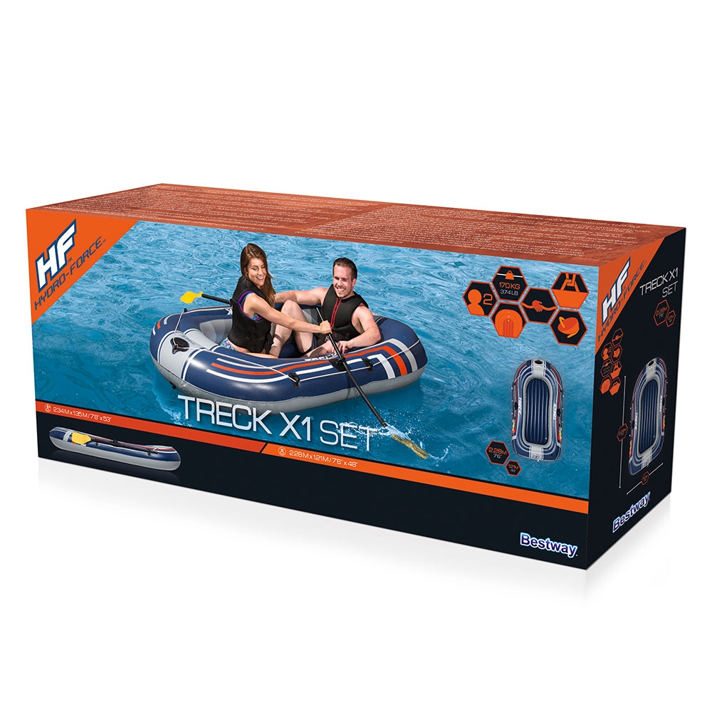 Hydro-Force Treck X1 2-Person Inflatable Boat with Oars and Pump