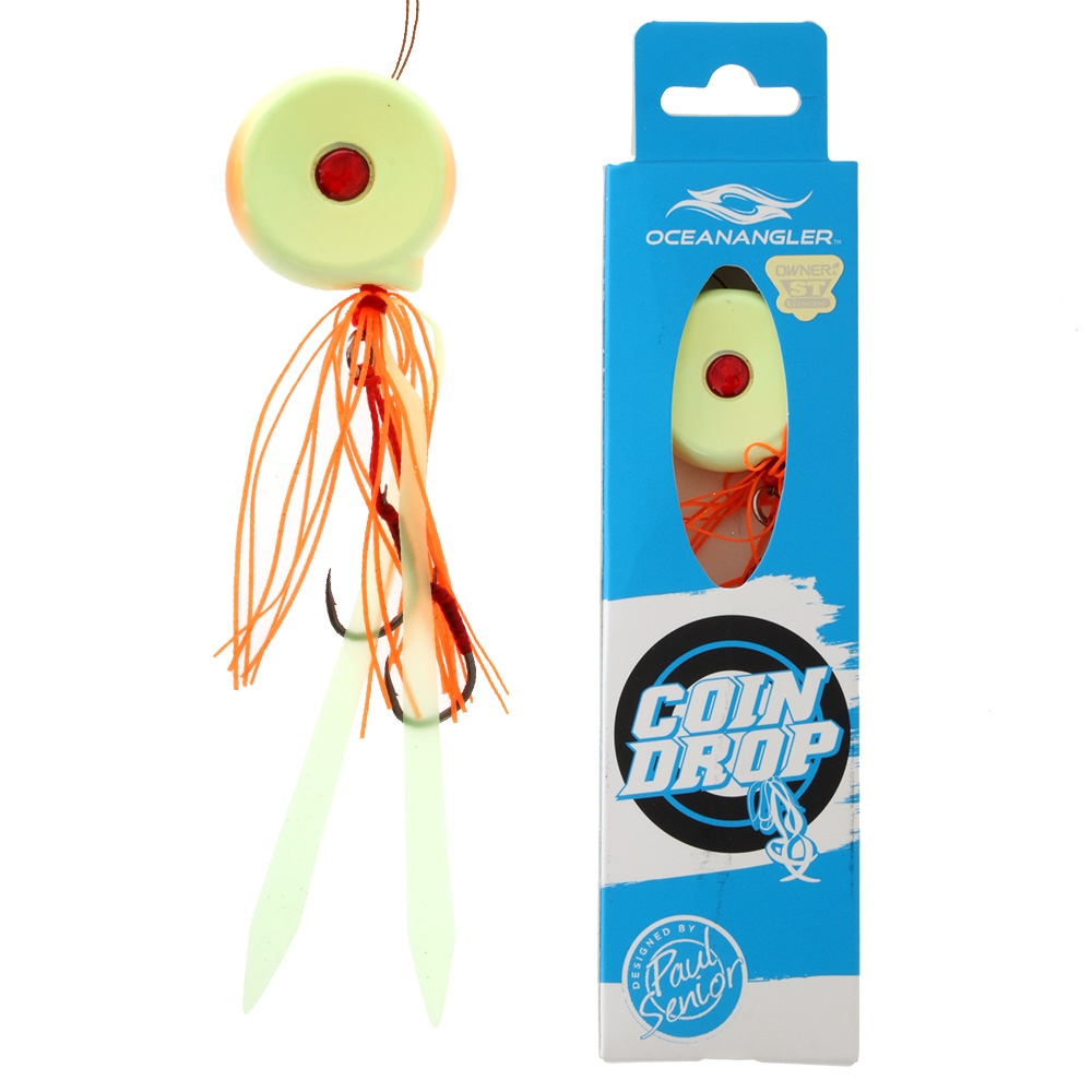 Ocean Angler Coin Drop Slider Lure 180g Orange/Glow White