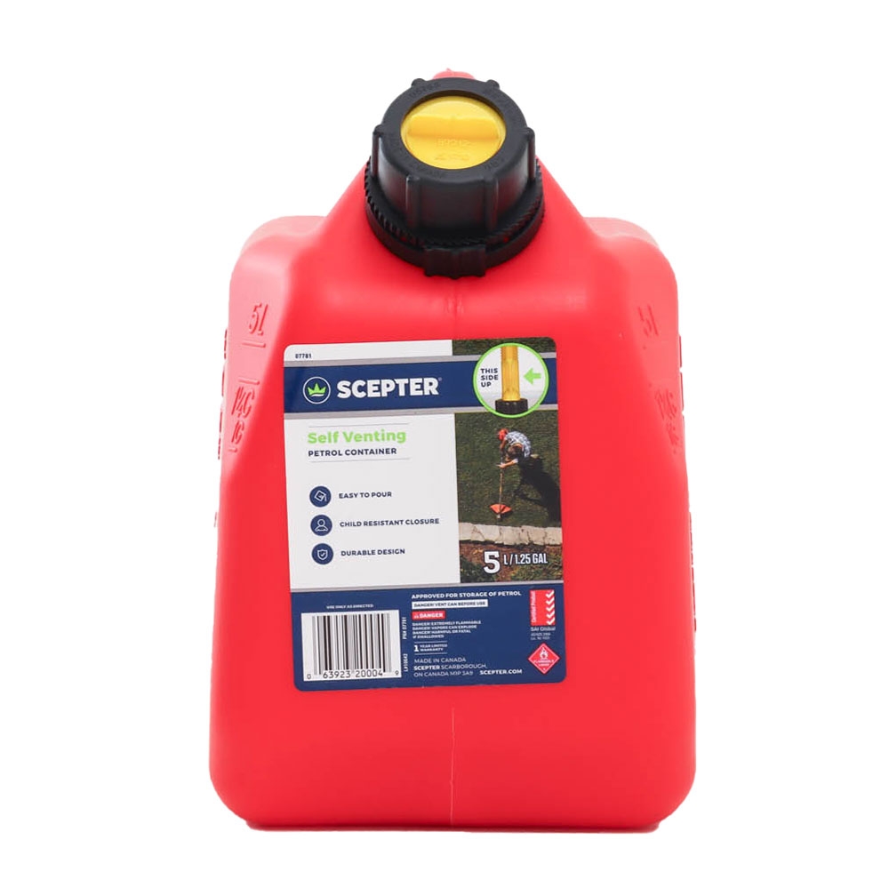Scepter Petrol Jerry Can Squat Style Red 5L