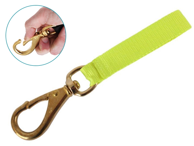 Brass Dive Catch Bag Swivel Snap and Lanyard Yellow