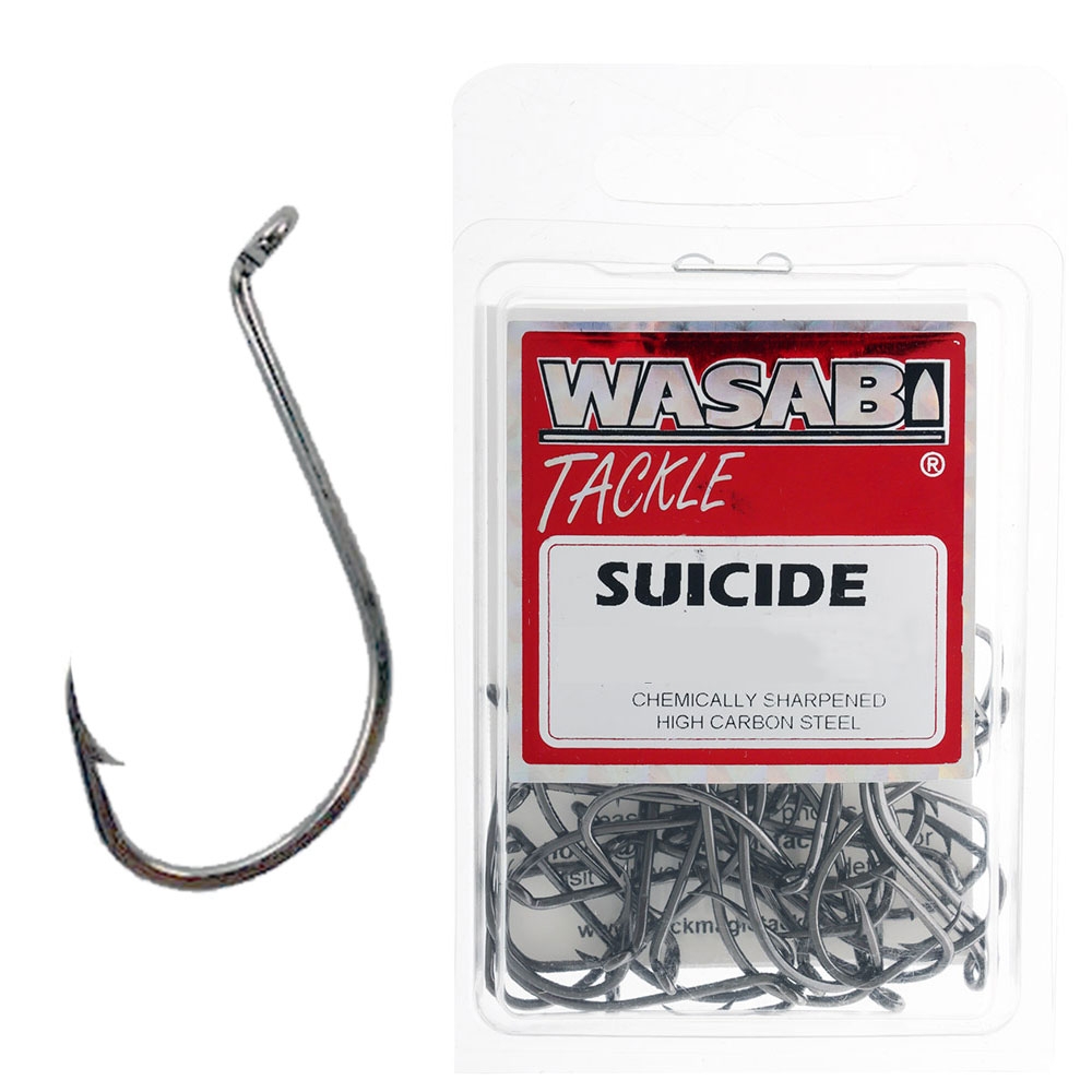Wasabi Tackle Black Suicide Hooks Size 4/0 Economy Pack Qty 25