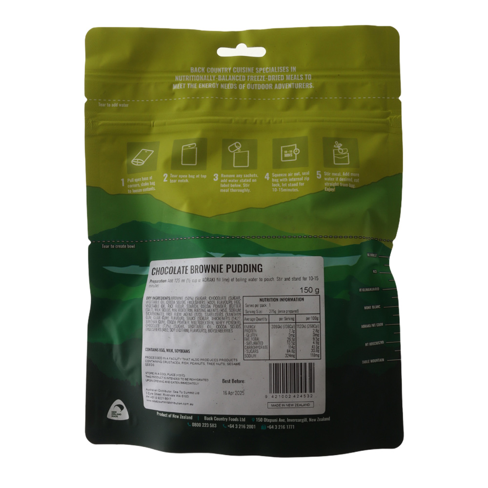 Back Country Cuisine Chocolate Brownie Pudding Gluten-Free 2 Serve