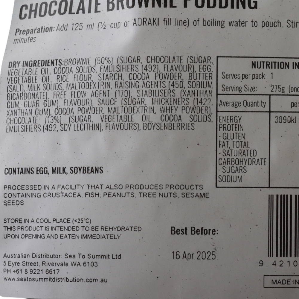 Back Country Cuisine Chocolate Brownie Pudding Gluten-Free 2 Serve