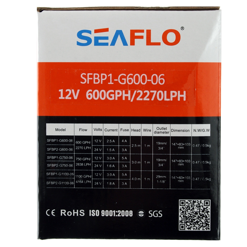Seaflo Auto Bilge Pump 12v 600GPH
