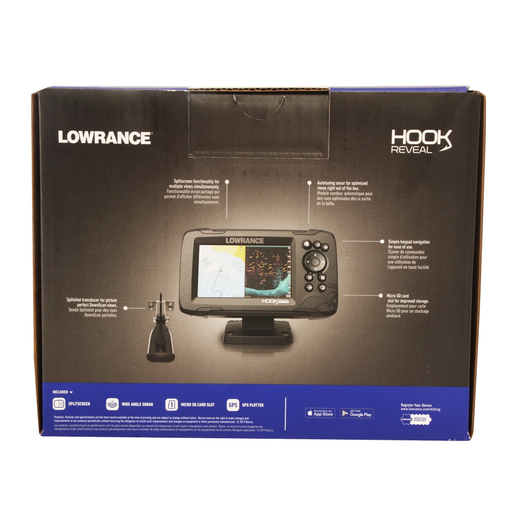 Lowrance HOOK Reveal 5 GPS/Fishfinder NZ/AU with SplitShot Transducer - Returned Item - new headunit