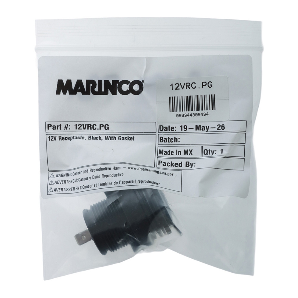 Marinco SeaLink Deluxe Receptacle with Gasket Black 12V