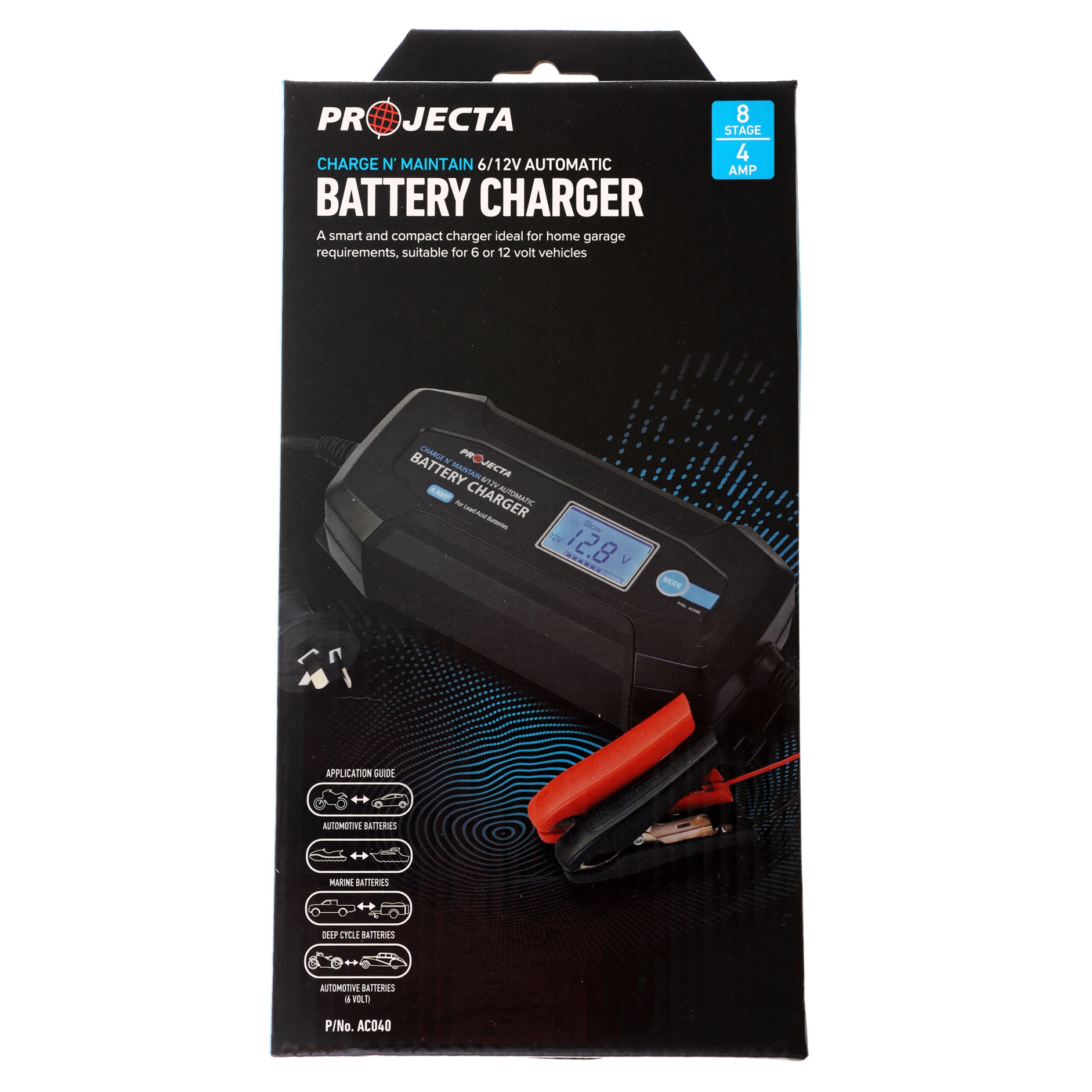 Projecta Charge N Maintain 8-Stage Automatic Battery Charger 4A 12V
