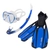 Mares Cobia and Fluida Adult Dive Mask Snorkel and Fins Set Blue L / US9-10