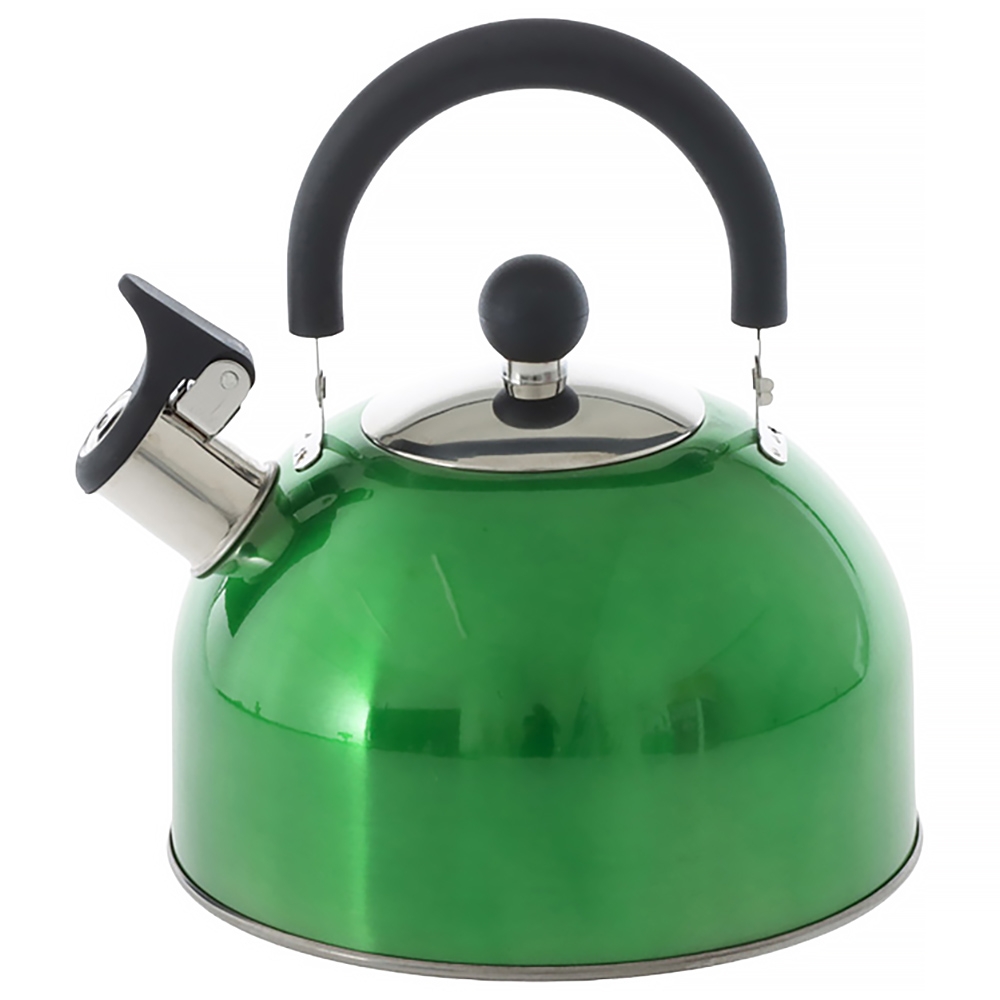 Stainless Steel Whistling Kettle with Foldable Handle 2.5L Green