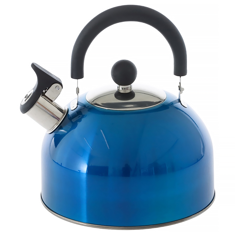 Stainless Steel Whistling Kettle with Foldable Handle 2.5L Navy
