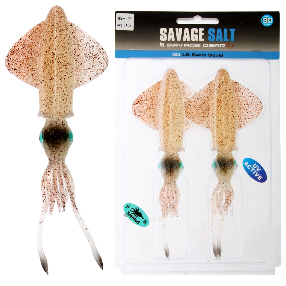 Savage Gear 3D LB Swim Squid Soft Bait 18cm Qty 2 Green Eye