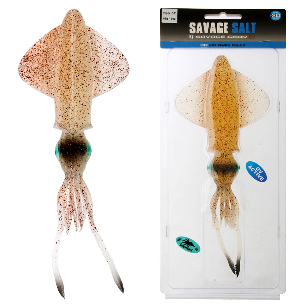 Savage Gear 3D LB Swim Squid Soft Bait 25cm Qty 1 Green Eye