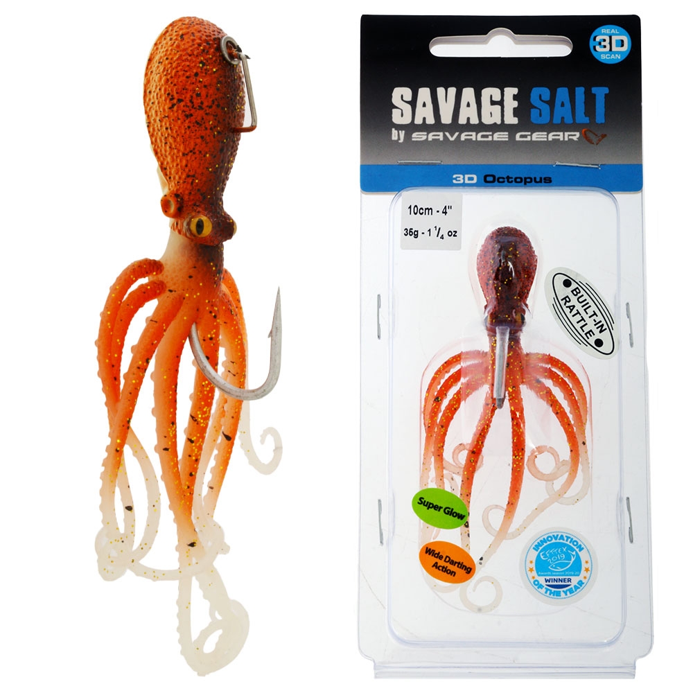 Savage Gear 3D Octopus Soft Bait Lure 35g 10cm Brown Glow