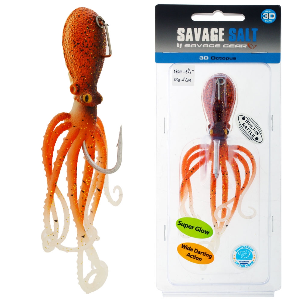 Savage Gear 3D Octopus Soft Bait Lure 120g 16cm Brown Glow