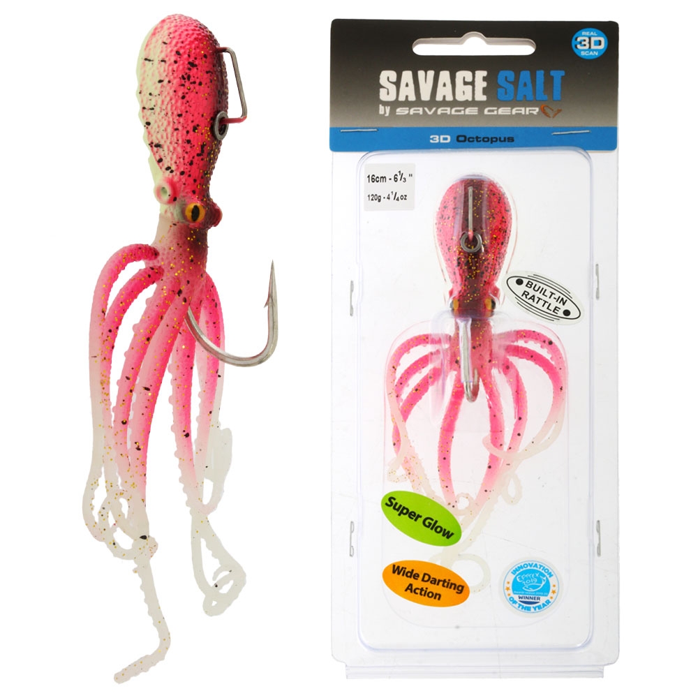 Savage Gear 3D Octopus Soft Bait Lure 120g 16cm UV Pink Glow