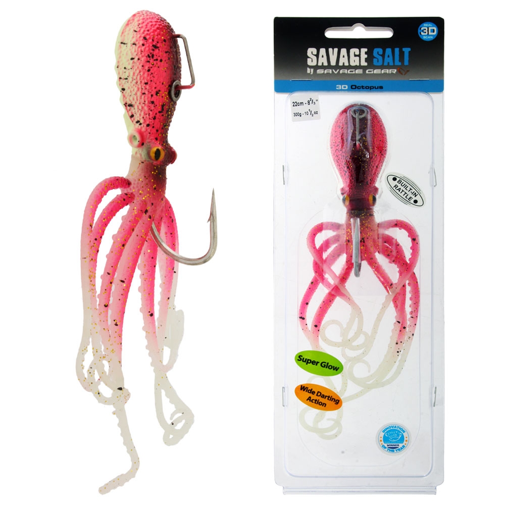 Savage Gear 3D Octopus Soft Bait Lure 300g 22cm UV Pink Glow