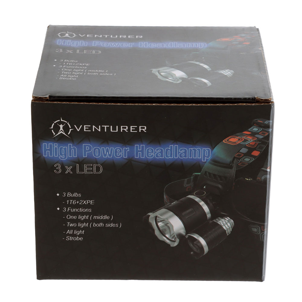 Venturer Rechargeable High Power Triple LED Headlamp 1000LM