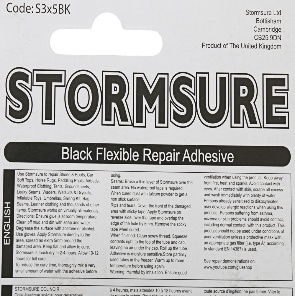Stormsure Flexible Repair Adhesive 15g Black