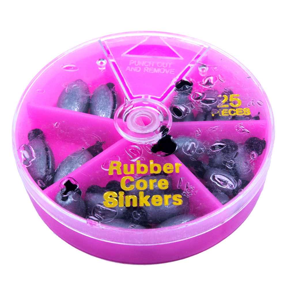 Rubber Core Sinkers Assorted Pack Qty 25