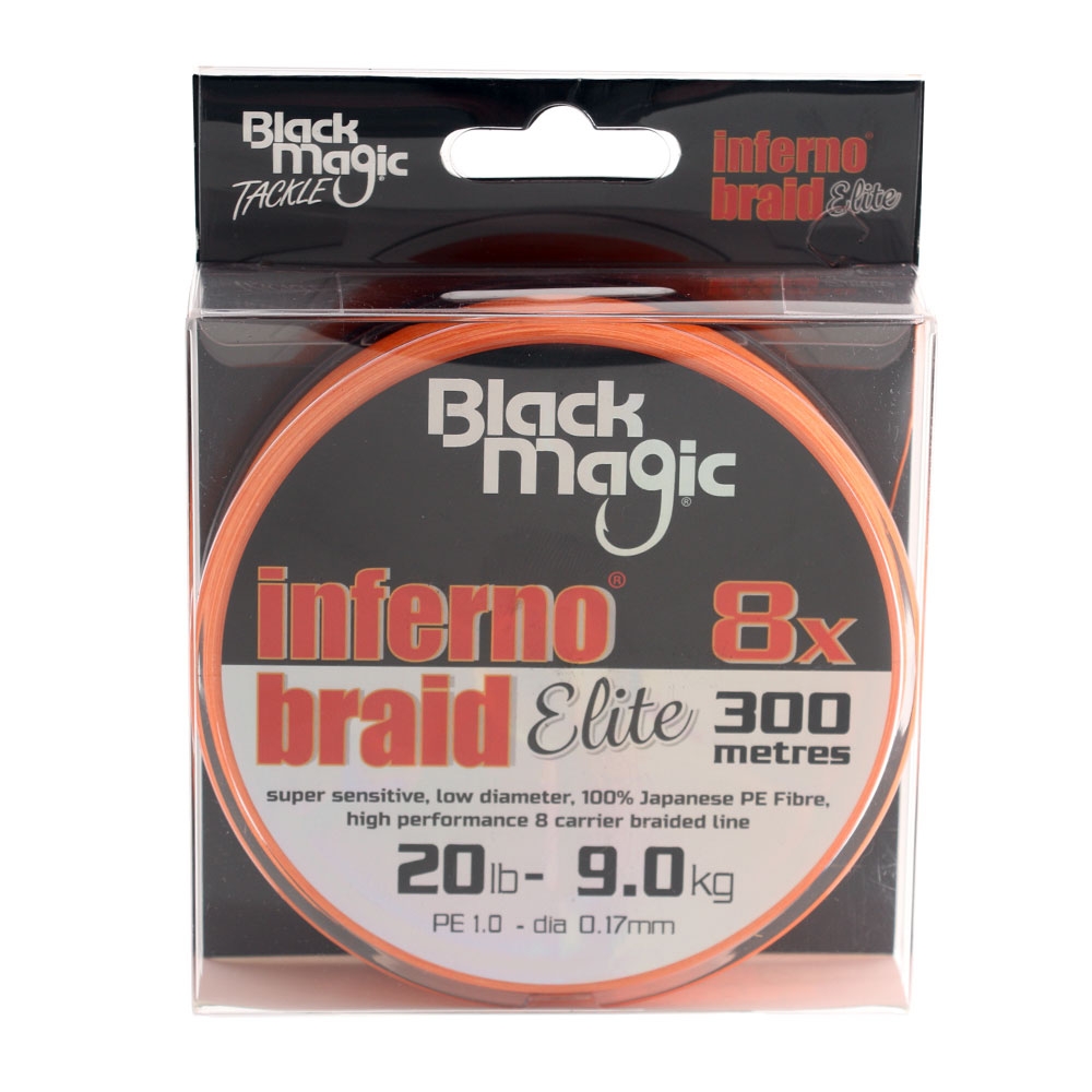 Black Magic Inferno Braid Elite 8x Hi-Viz Orange 20lb 0.17mm 300m