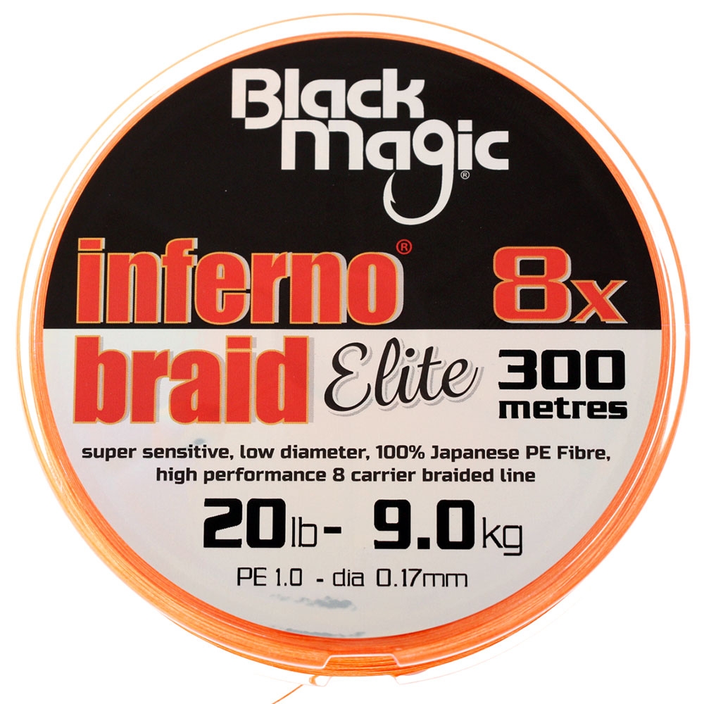 Black Magic Inferno Braid Elite 8x Hi-Viz Orange 20lb 0.17mm 300m