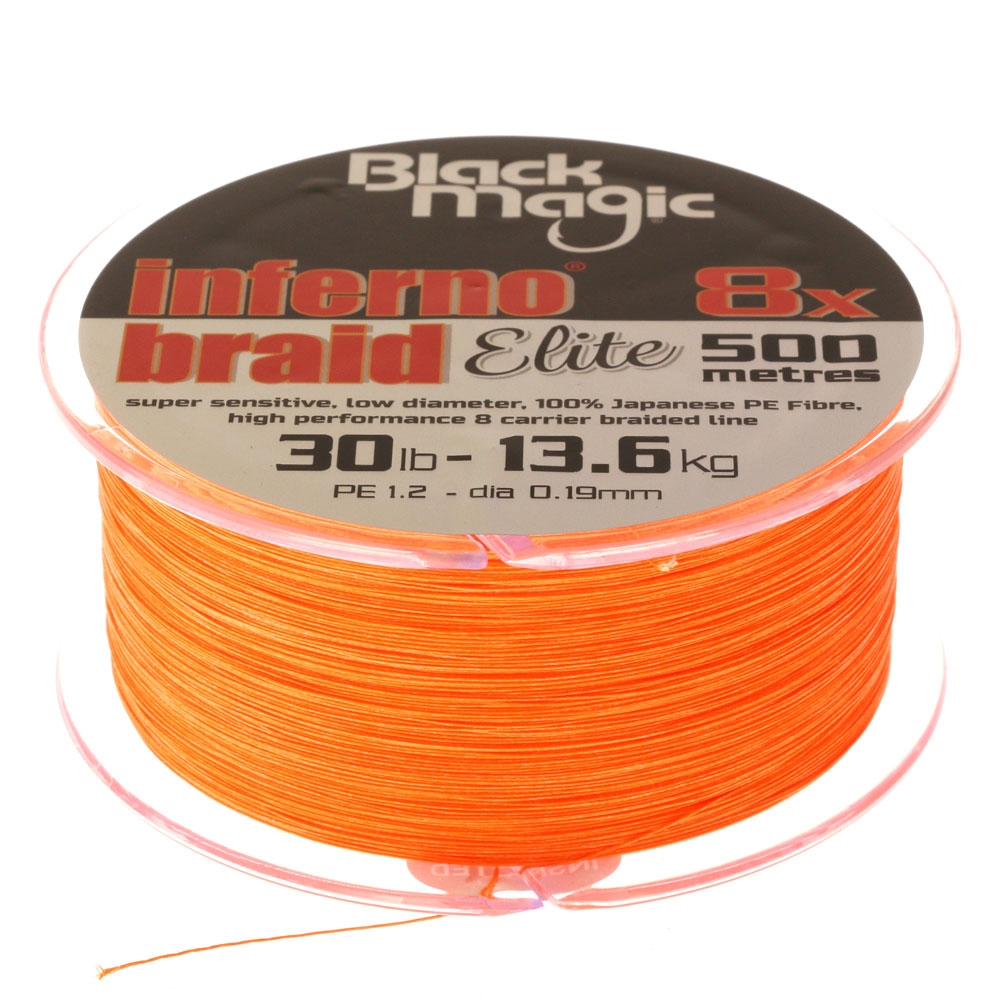 Black Magic Inferno Braid Elite 8x Hi-Viz Orange 30lb 500m