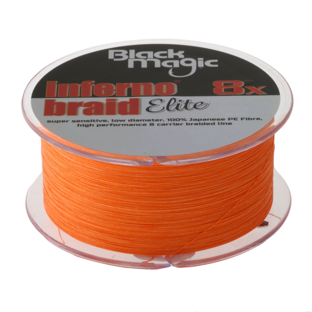 Black Magic Inferno Braid Elite 8x Hi-Viz Orange 80lb 300m