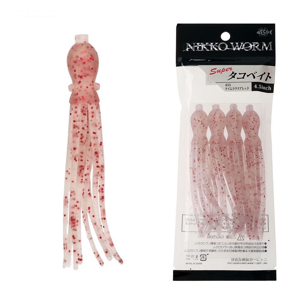 Nikko UV Soft Bait Octopus Skirt 114mm Qty 4 Red Glitter