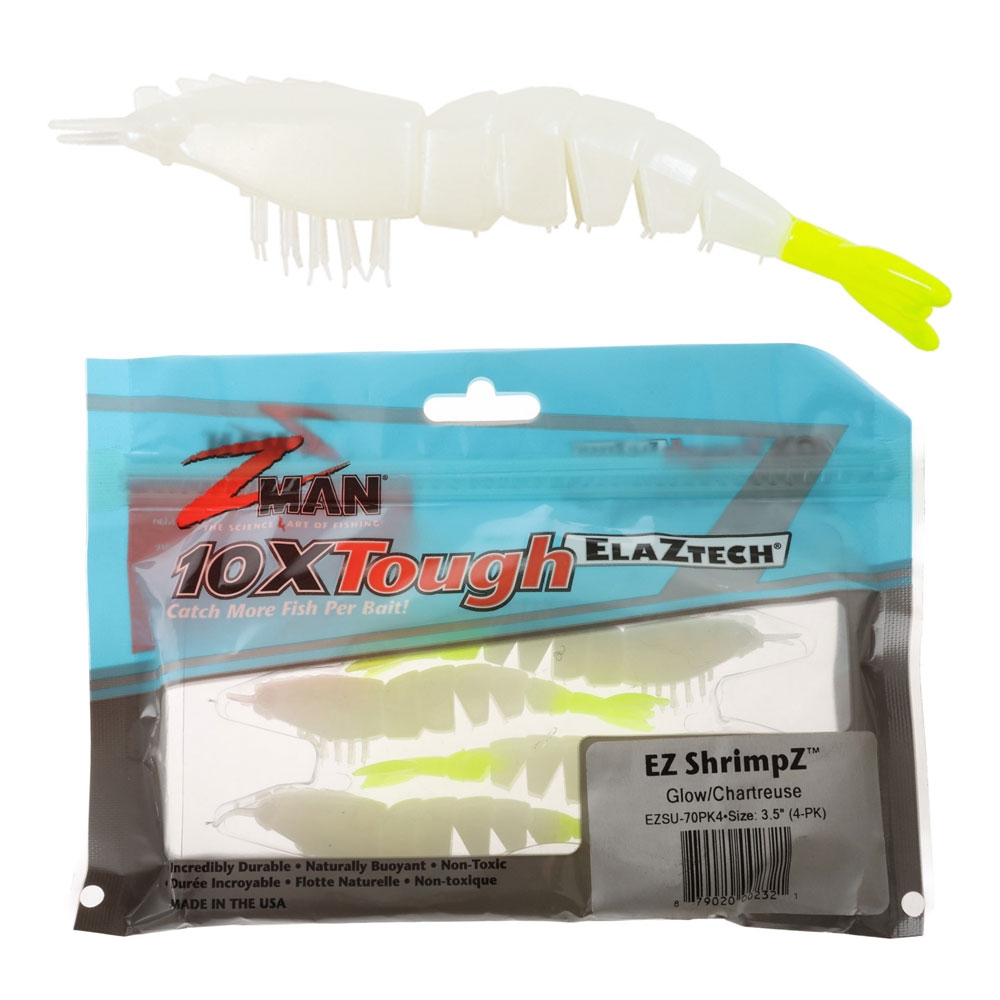 Z-Man Scented Shrimpz Soft Bait 8.8cm Glow/Chartreuse Unrigged