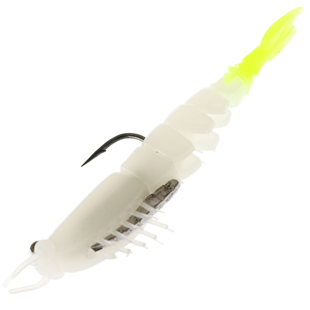 Z-Man Scented Shrimpz Soft Bait 8.8cm Glow/Chartreuse Rigged