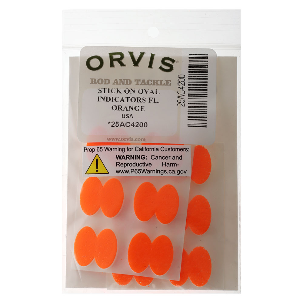 Orvis Stick-On Oval Strike Indicators Fluoro Orange