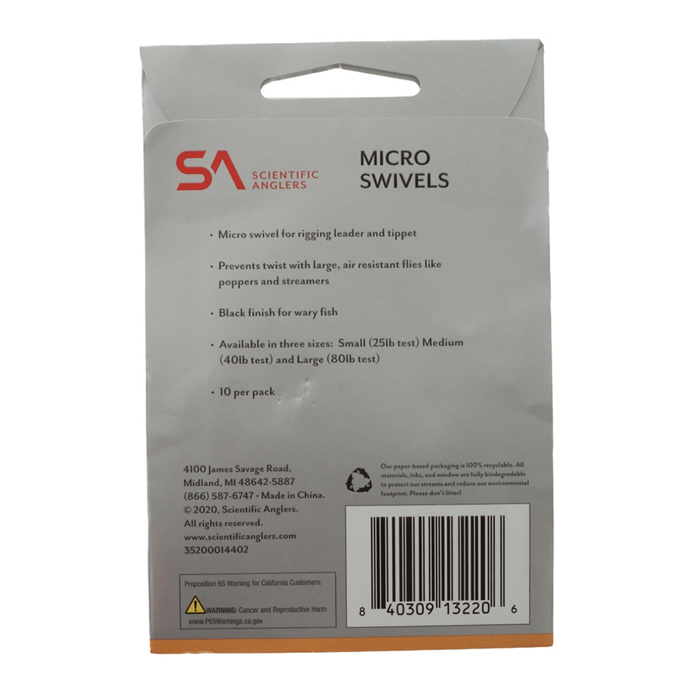 Scientific Anglers Micro Swivels 25lb Qty 10