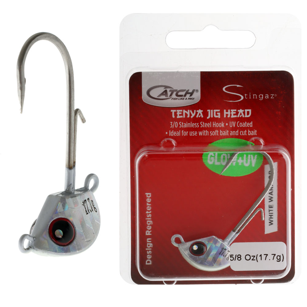 Catch Stingaz Tenya Gripper Jig Head 3/0 5/8oz White Warrior