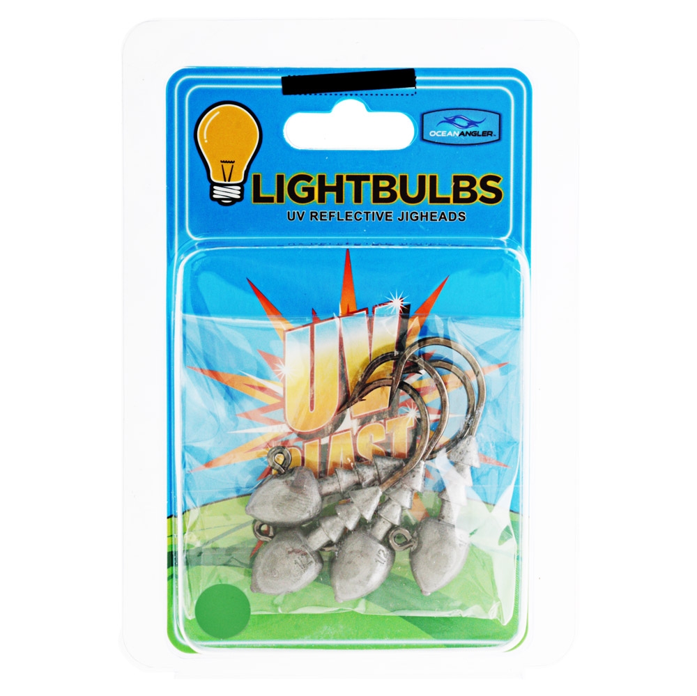 Ocean Angler Light Bulb UV Jig Heads Green 3/4oz Qty 4