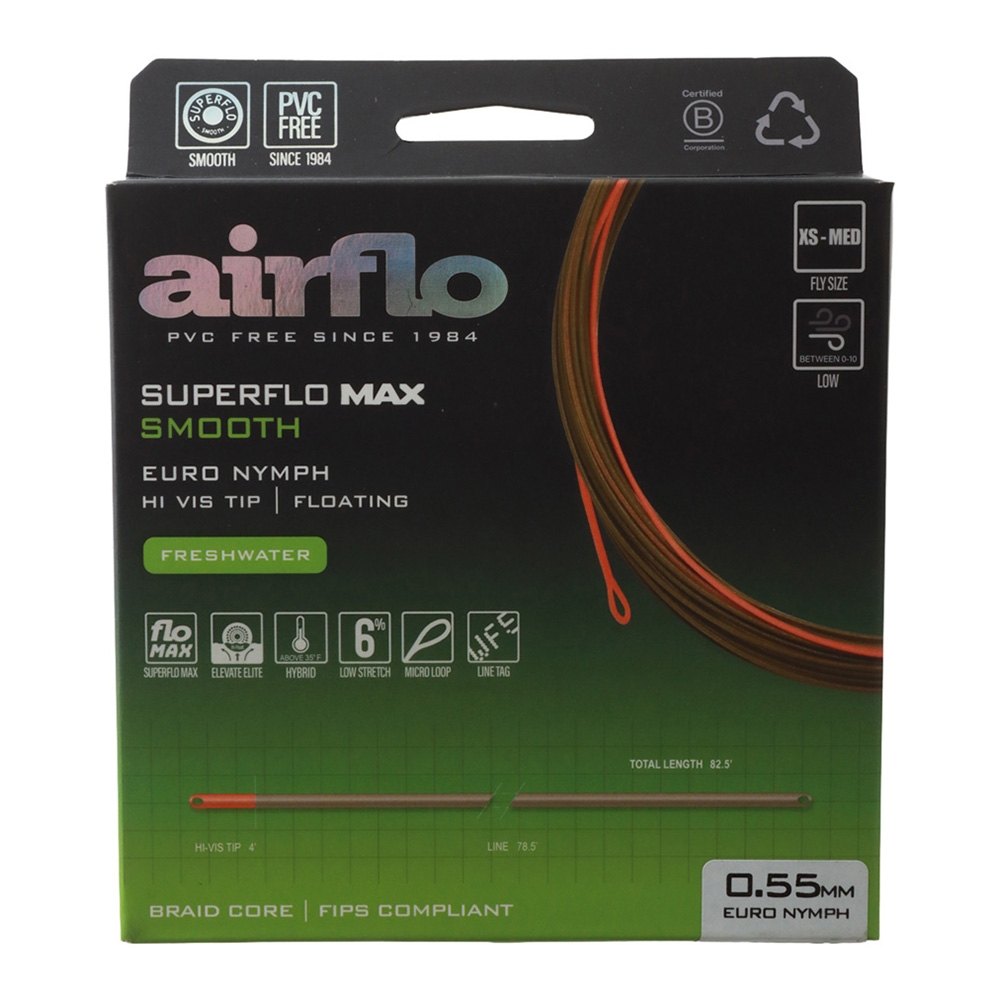 Airflo Superflo Max Smooth Euro Nymph Line Olive 0.55mm 25m XS-Med