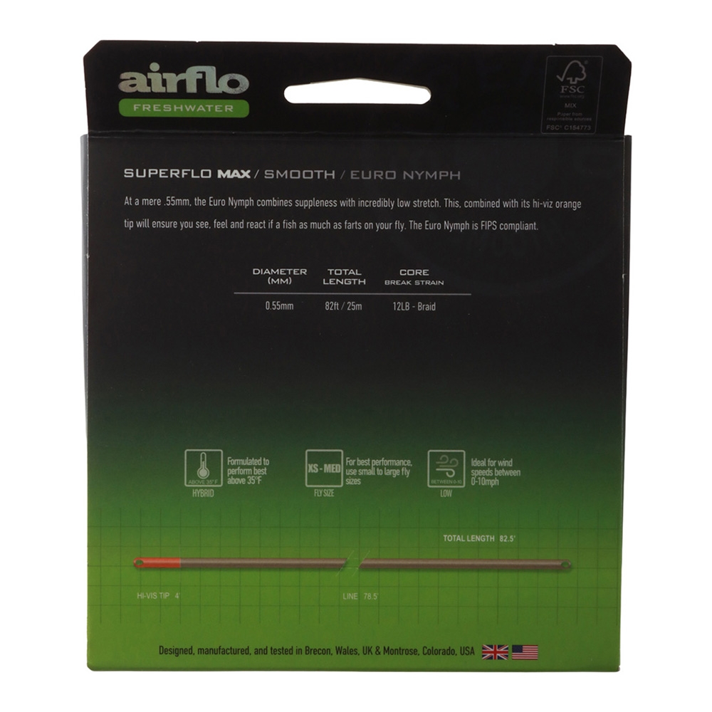 Airflo Superflo Max Smooth Euro Nymph Line Olive 0.55mm 25m XS-Med