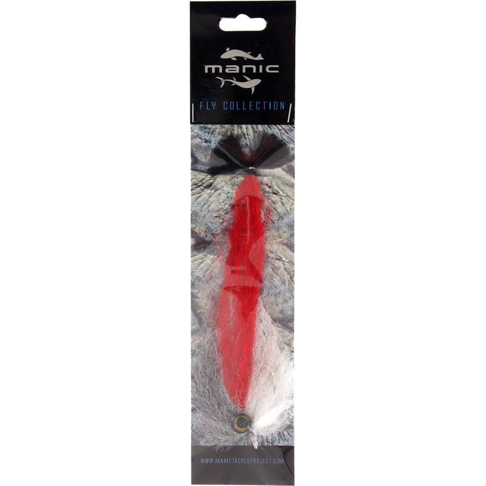 Manic Tackle Project Lucent Baitfish Fly Grey/Red/White 4/0 Single
