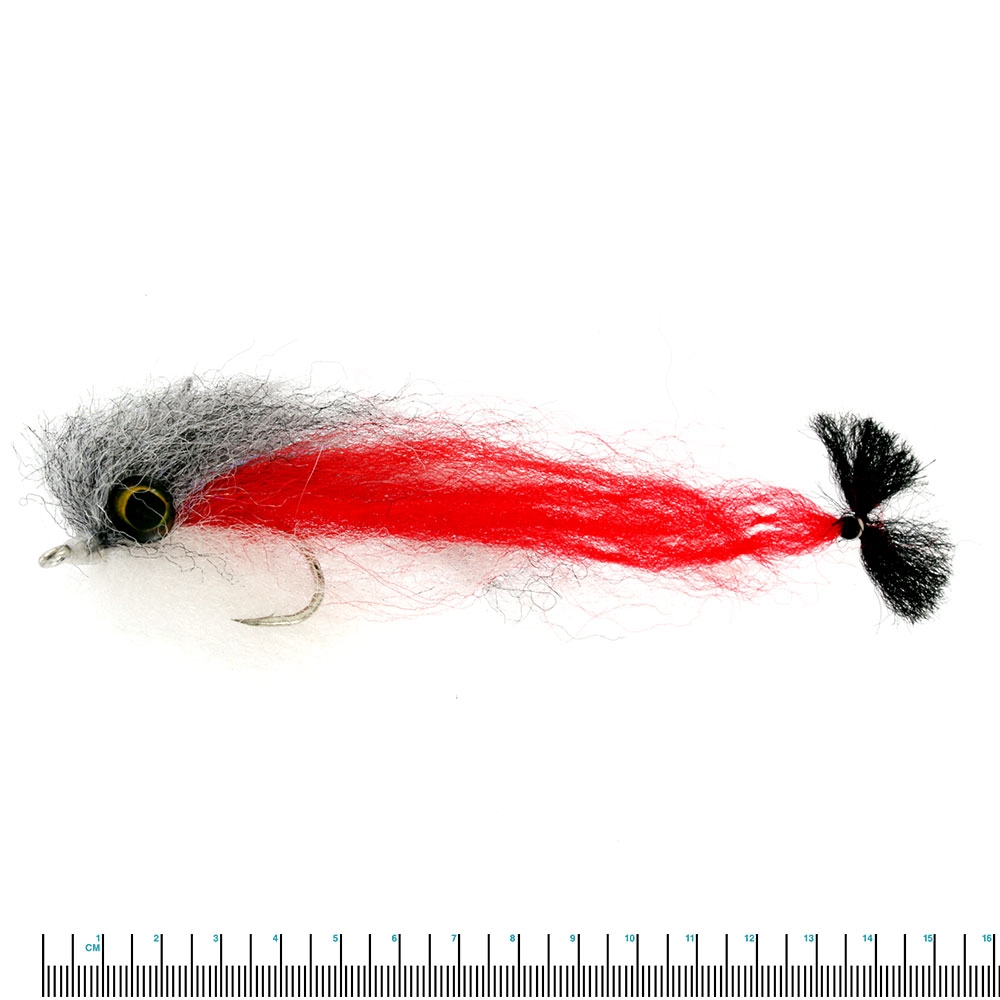 Manic Tackle Project Lucent Baitfish Fly Grey/Red/White 4/0 Single