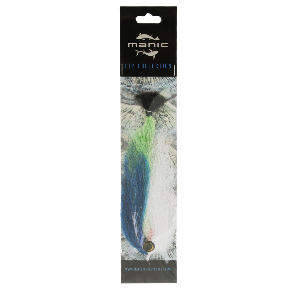 Manic Tackle Project Lucent Baitfish Fly Blue/Charteuse/White 4/0 Single 14cm